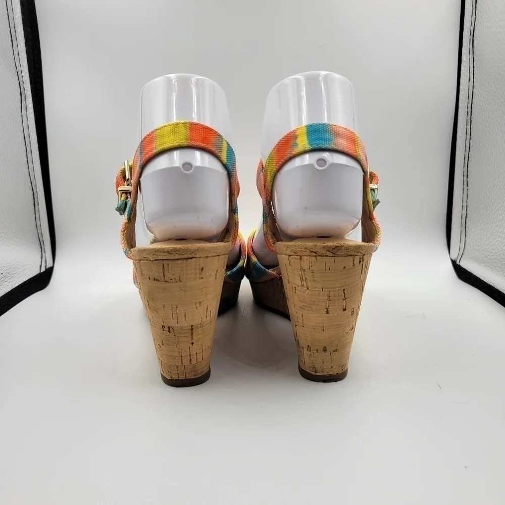Alex Marie Bright Striped Wedge Heel Sz 6.5